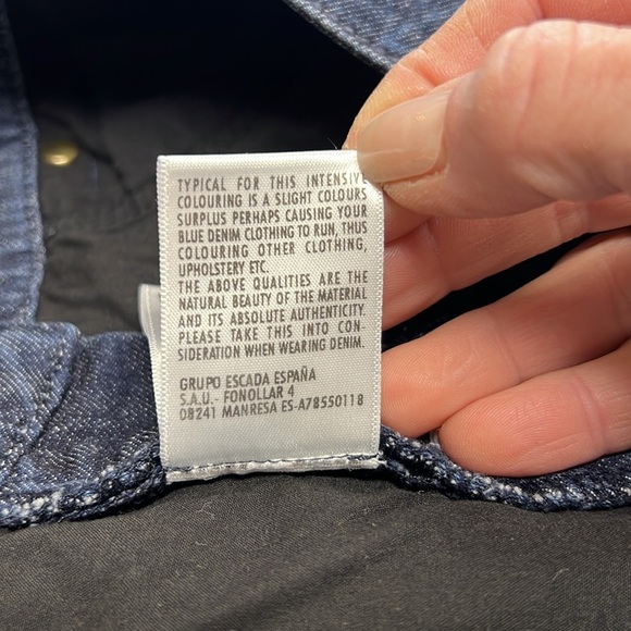 Escada Mandala Effect Print Blue Straight Leg Denim Size 44/L - Picture 11 of 13